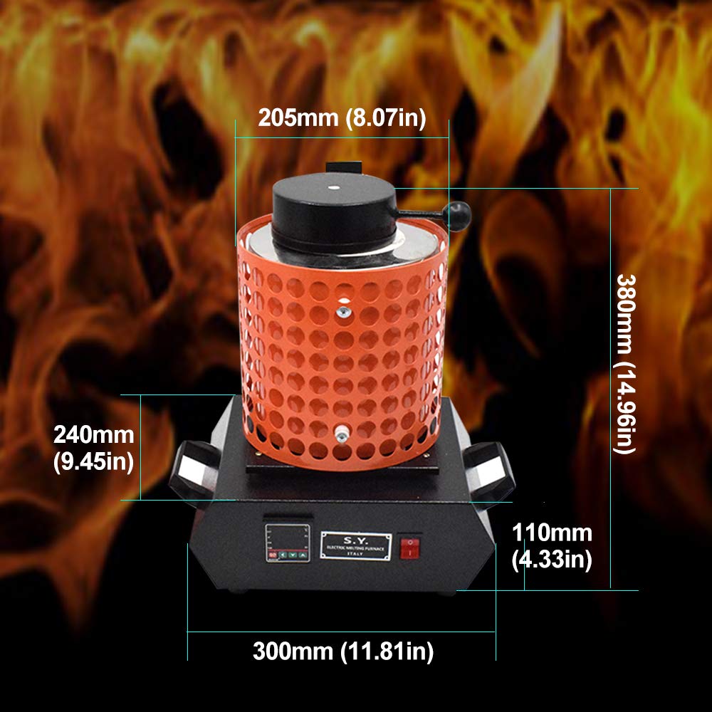 FASTTOBUY 3kg Forno fusorio Digitale 1100 ° C / 2012 ° F, Forno fusorio Automatico per Metallo, Kit Forno fusorio Elettrico con 2 crogioli in Grafite e lingottiera in Grafite