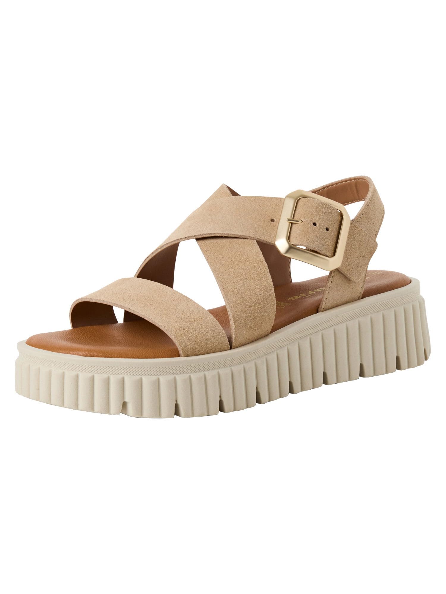 Tamaris Women’s sandal with wedge heel beige 5.5 UK
