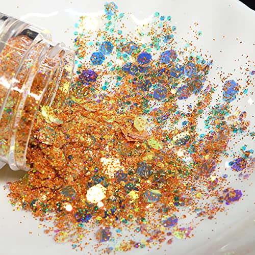 Holographic Glitter For Nails 6 Colors Nail Glitters For Acrylic Nails Nail Sequins Nail Glitter Powder For Nail Designs Flakes Fine Glitter Acrylic Powder Nail Confetti Nail Decorations For Nail Art #TOP6