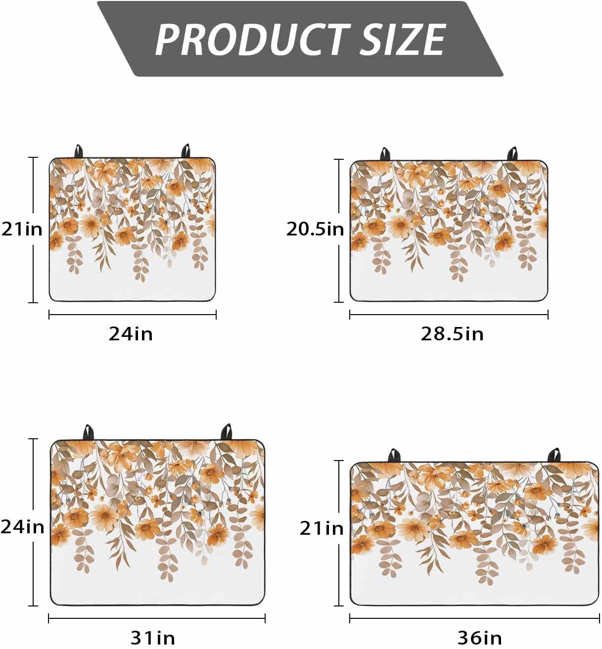 Stove Top Cover Orange Floral Stove Cover for Electric Stove Top Grey Eucalyptus Leaves Glass Cooktop Covers Anti-Slip Mat Heat Resistant Countertop Protector Kitchen Decor 31"x24"
