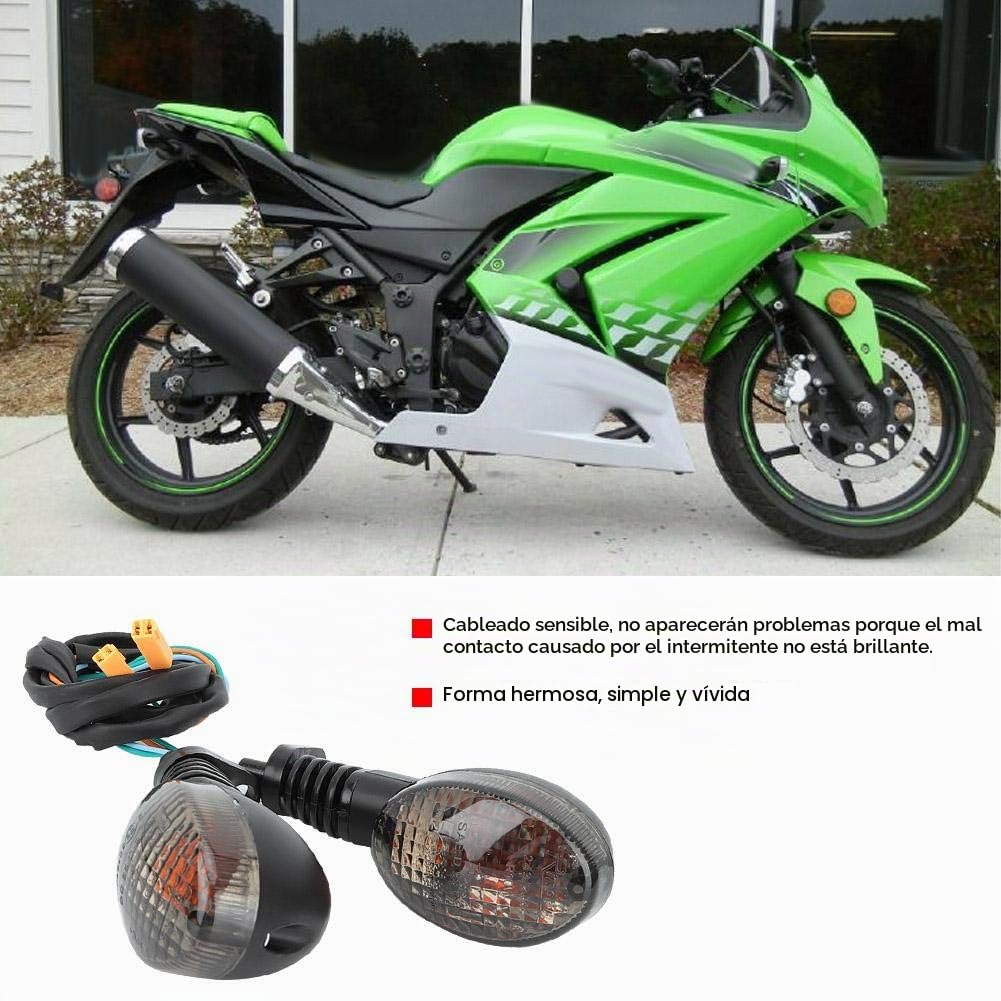 Intermitentes Moto, Qiilu Lámpara de luz de señal de giro 2PCS apta para modificación de motocicleta Kawasaki Para Ninja 250(Negro)