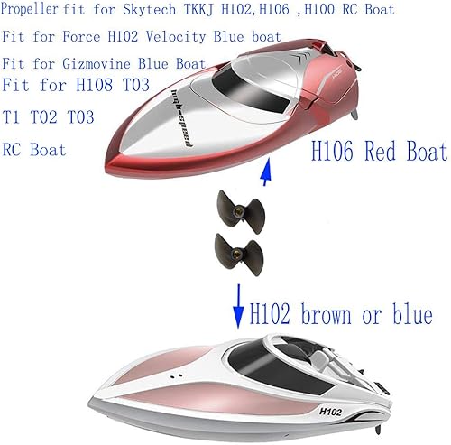 Miniatura 3 de Blomiky Paquete de 2 accesorios de hélice H102 y contratuercas adecuadas para H120 TKKJ H100 H102 H106 H108 RC Boat  H102 Props