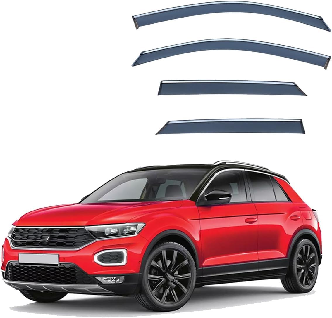 Acwyahso Rain Guards Wind Deflectors for T-ROC LWB MK1-A11 2018+, 4Pcs Vent Visors, Allows Fresh Air & Keeps Rain Out, No-Drill Install