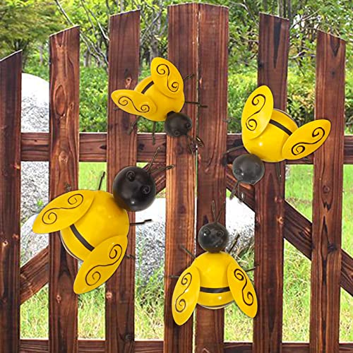 Qmcahce Metal Wall Art 4 Pack, Metal Wall Art Bee 3D Sculpture, Hanging Bee Wall Decor For Outdoor Home Garden, Courtyard, Lawn #TOP5