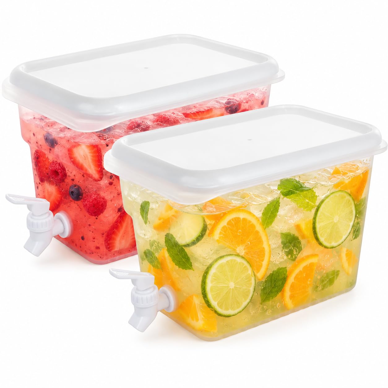 Lot de 2 distributeurs de boissons avec robinet en plastique transparent de 5,5 l pour boissons, jus, thé glacé
