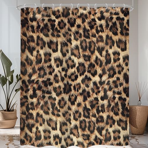 Extra Long Leopard Print Shower Curtain 72x96 Wild Safari Bathroom Decor