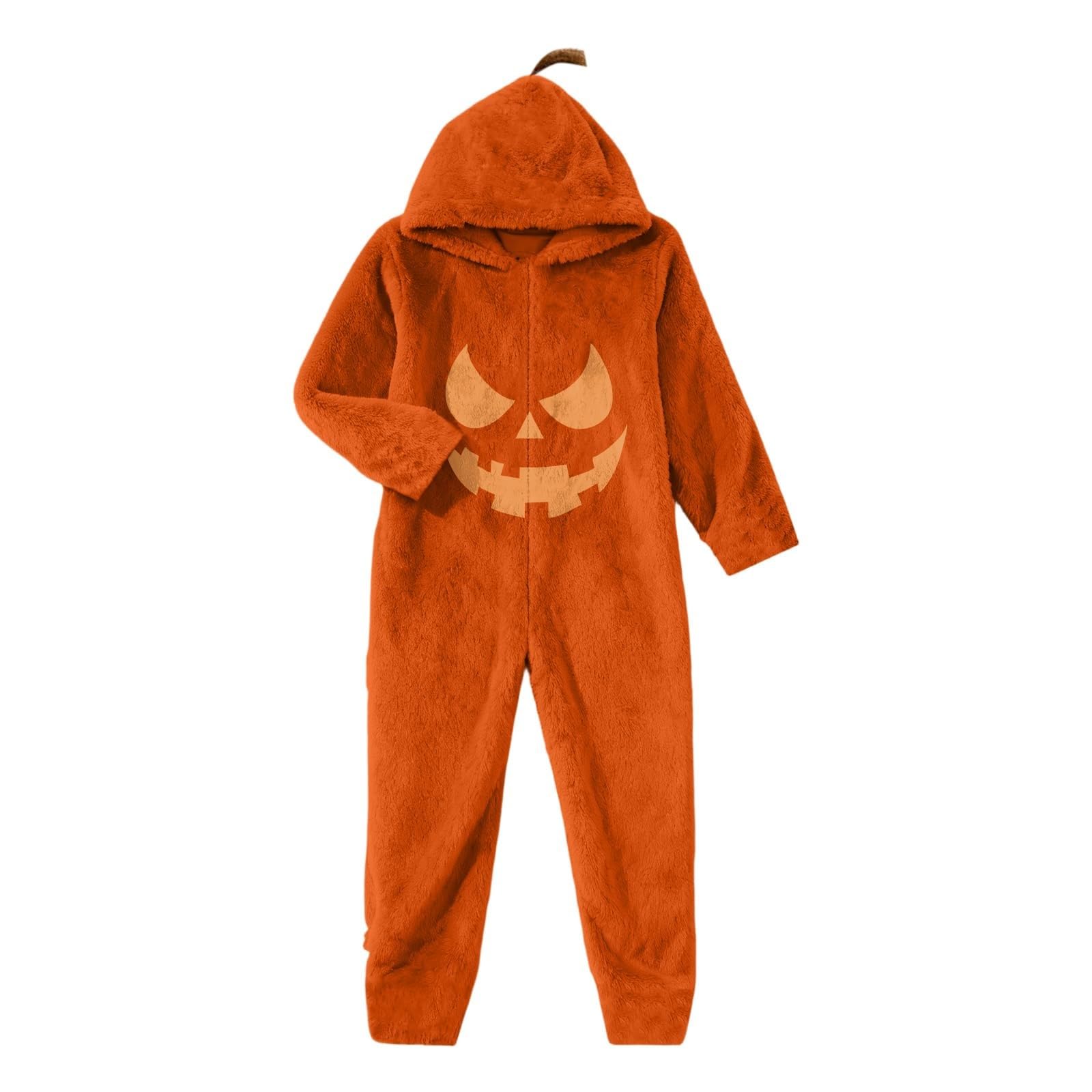 Pigiama Intera Halloween Donna, Costume Halloween Zucca con Cappuccio, Tuta Onesie in Pile Decorazioni, Pigiama Completo Adulto da Casa per Carnevale, Festa, Cosplay, Natale e Serate a Tema