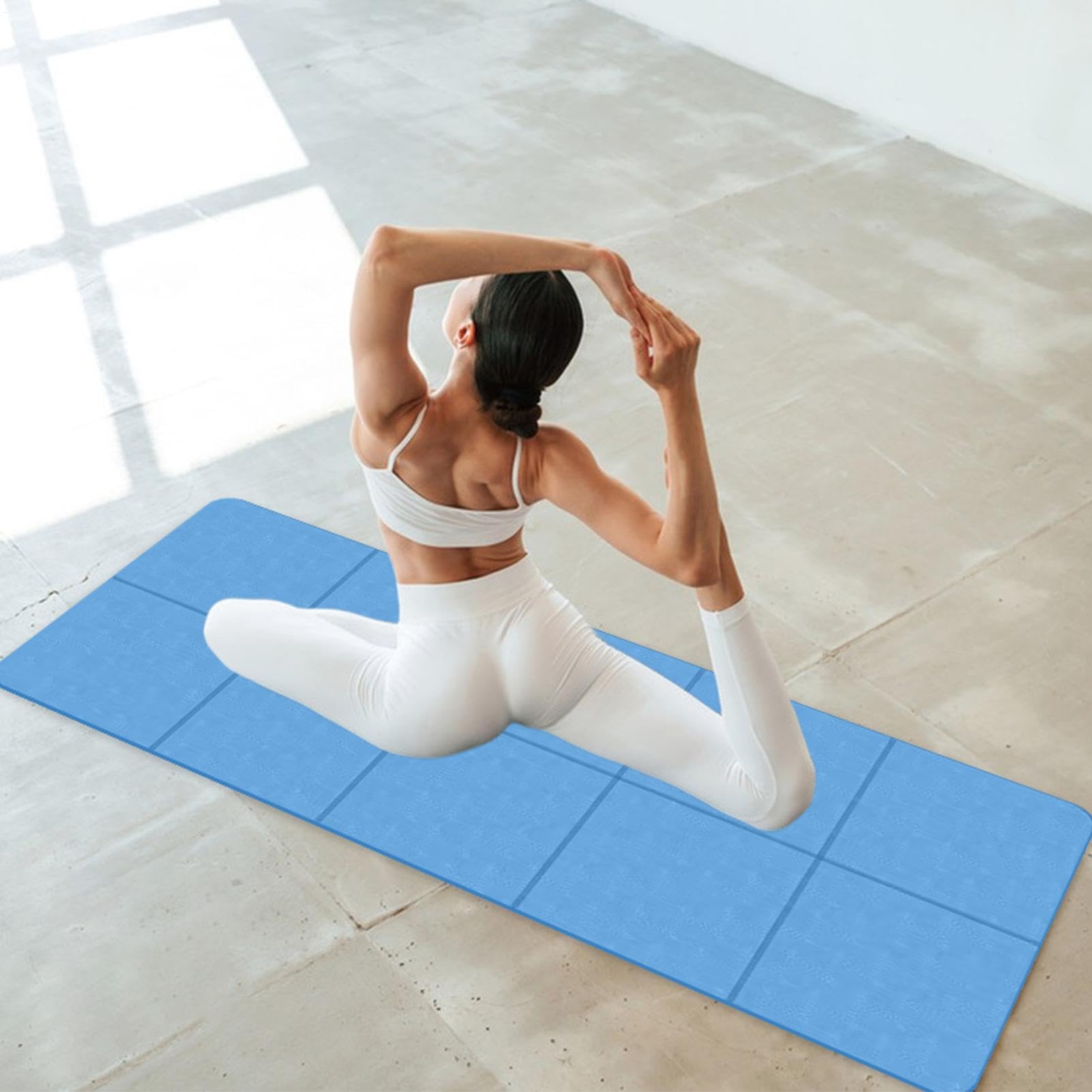 Esterilla de yoga de viaje, plegable, impermeable, amortiguación de 6 mm de