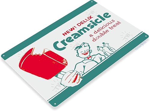 Miniatura 2 de Tinworld Letrero de estaño Deluxe Creamsicle Paleta Naranja Helado Bar Retro Metal Decoración B131