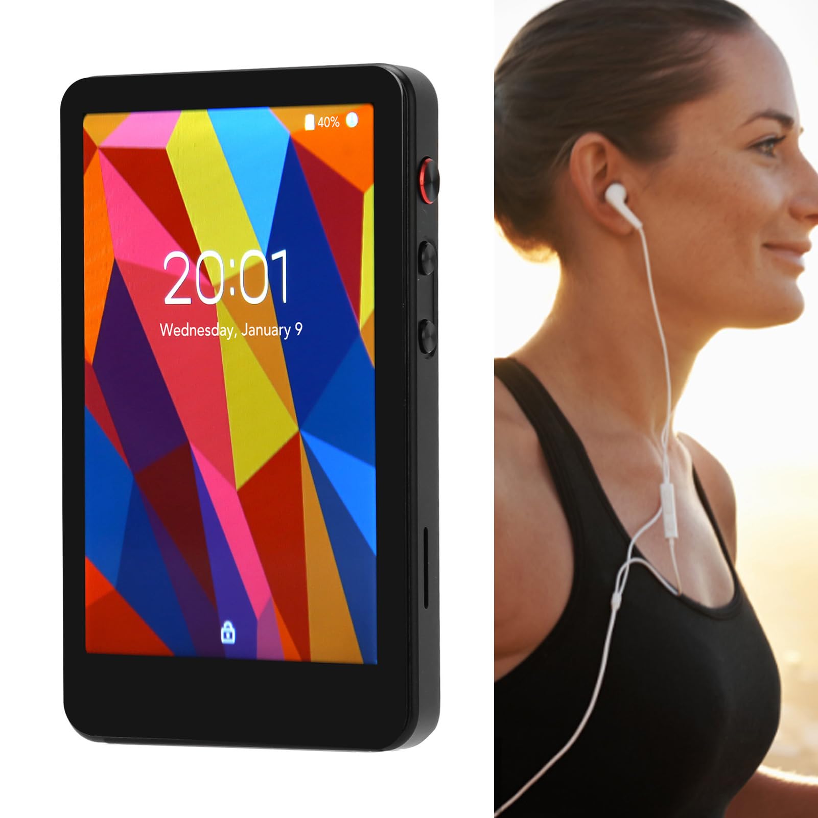 Reproductor MP4 con Bluetooth y WiFi Reproductor de Música Portátil con Pantalla Táctil de 3,97 Pulgadas para Viajes y Deportes (2+16G)