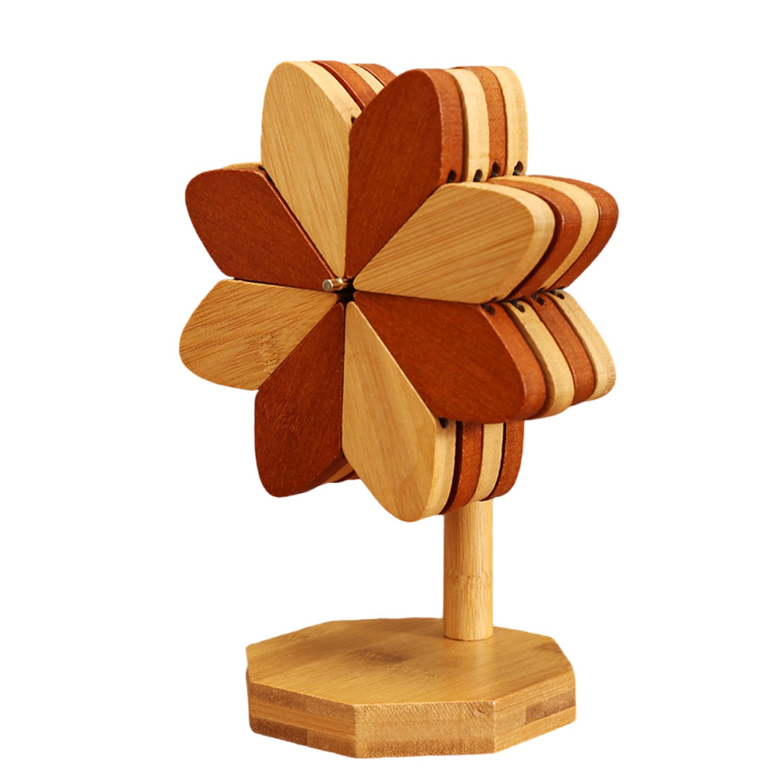 MALSSE Natural Wood Heatproof Trivets Pinwheel Shape Hot Protectors for Kitchen Countertop Dining Table Accessories Wooden Trivets for Hot Dishes