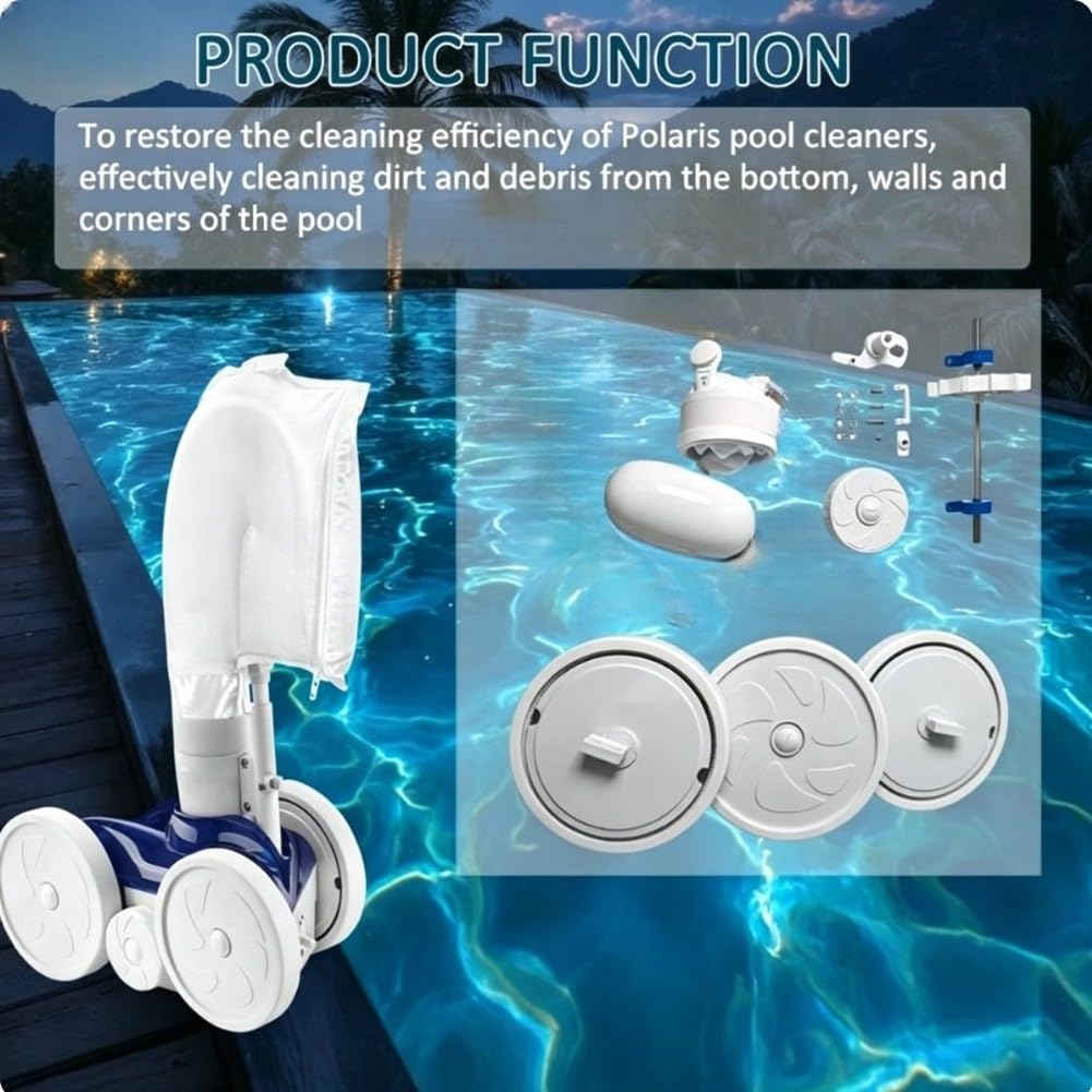 Piezas de repuesto para Polaris Pool Cleaner modelos 180 y 280 con rueda loca C16 turbina C86 y kit de reparación de cabezal flotante A20, color blanco