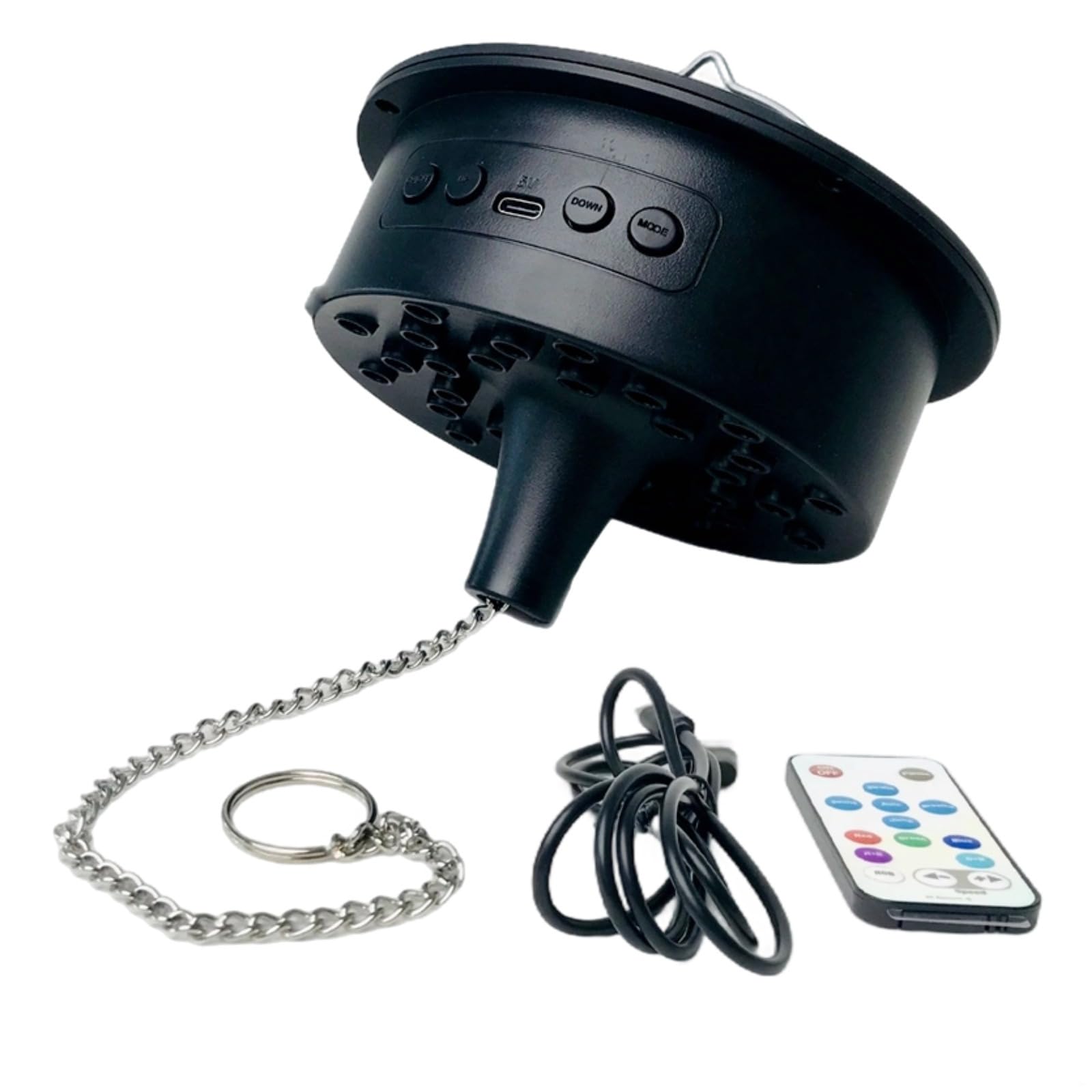 Boule lumineuse disco activée par le son, LED RVBW, alimentée par USB avec télécommande, chaîne de suspension de 25 cm, boule miroir de fête pour bar karaoké