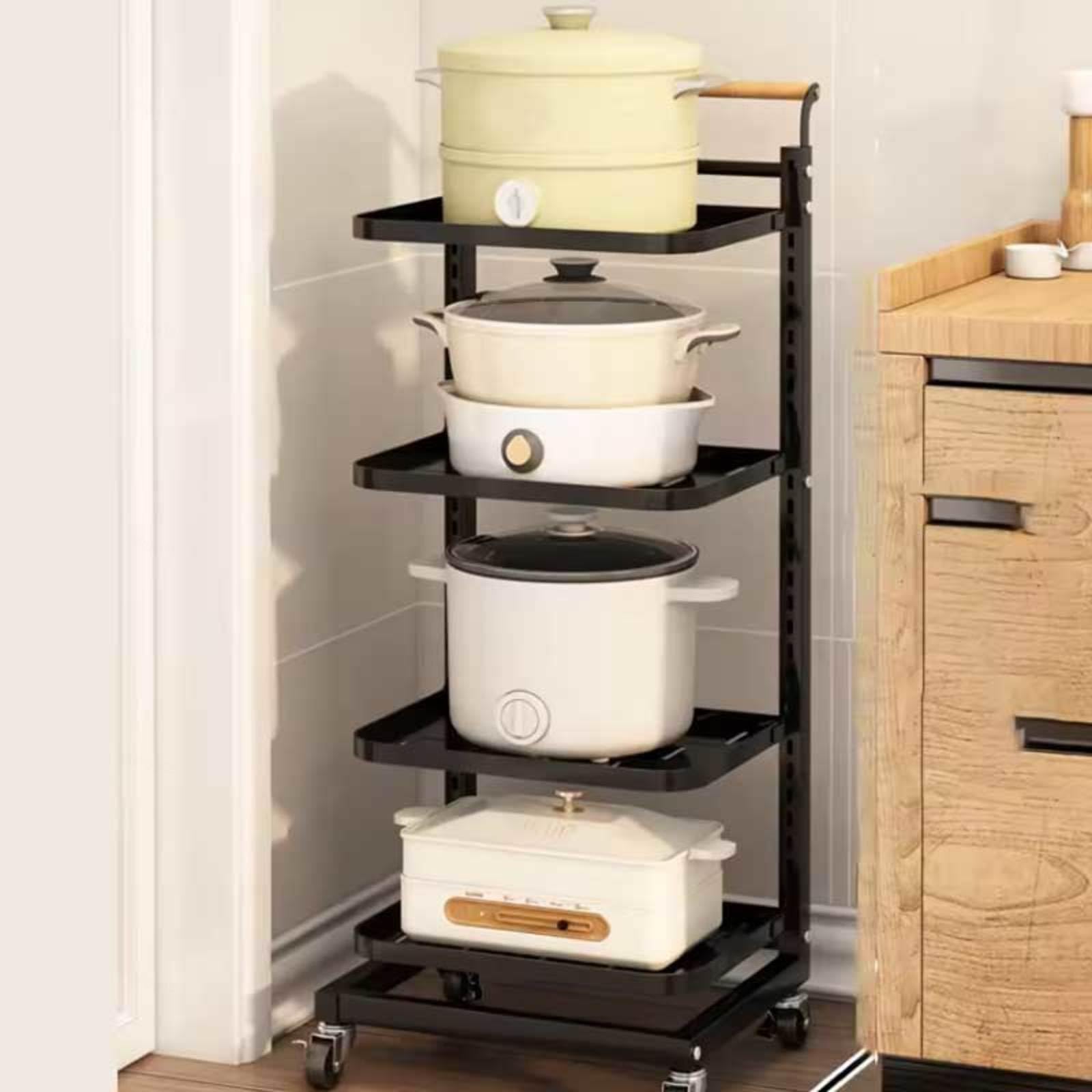 Carrito de almacenamiento de cocina, estante rodante de 4 niveles con cestas y tablas, estante plegable que ahorra espacio para una organización eficiente