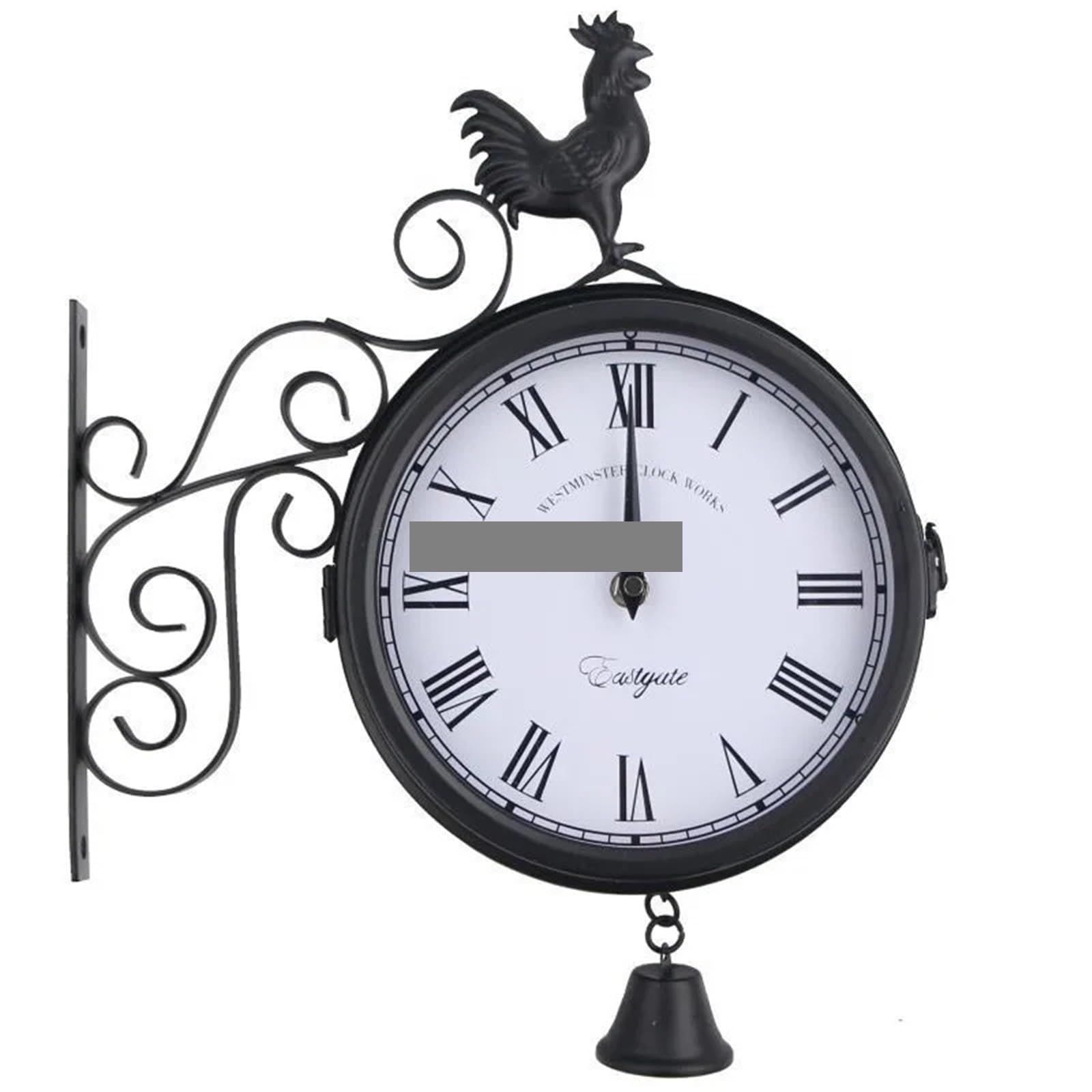 Horloge murale salon suspendu rétro double face décoration jardin extérieur vintage