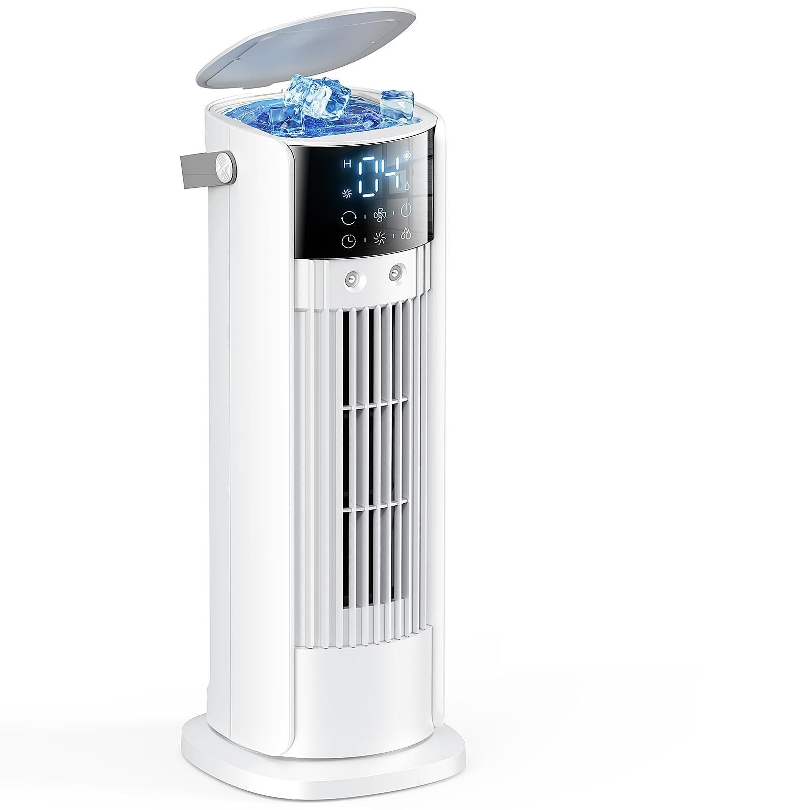 Portable Air Cooler, Evaporative Personal Cooling Fan with Large Ice/Water Tank, Dual Mist Nozzles, 4 Adjustable Speeds & 90° Oscillation, Quiet Remote Control Fan for Home Office Bedroom