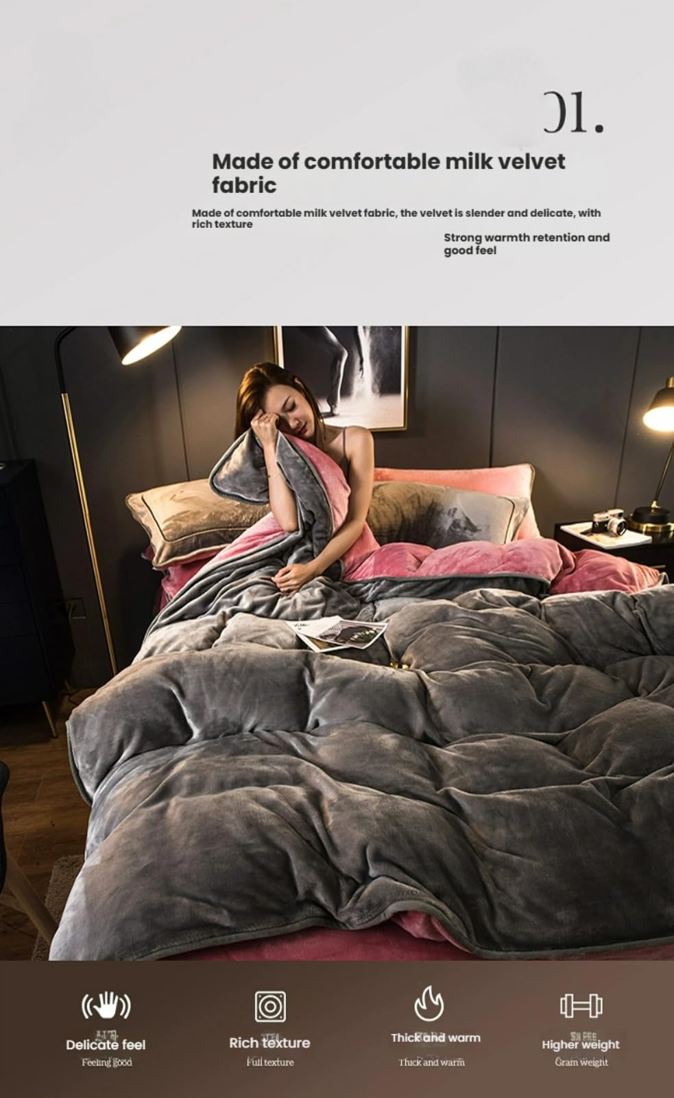Luxury Baby - Juego de ropa de cama de franela gruesa de 4 piezas, antiestático para el invierno