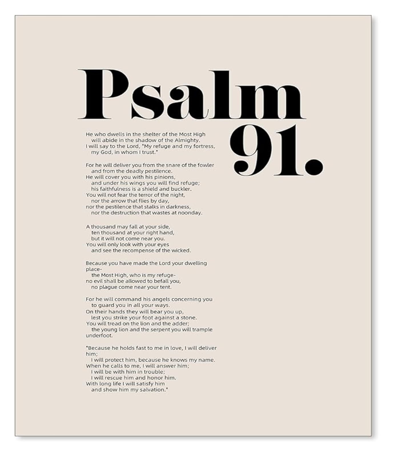 MDBJTCYZN Modern Christian Wall-Art Psalm 91 Scripture Canvas Print Inspirational Quote Affirmation for Home Church Spiritual Decor(Unframed,16x24inch(40x60cm))