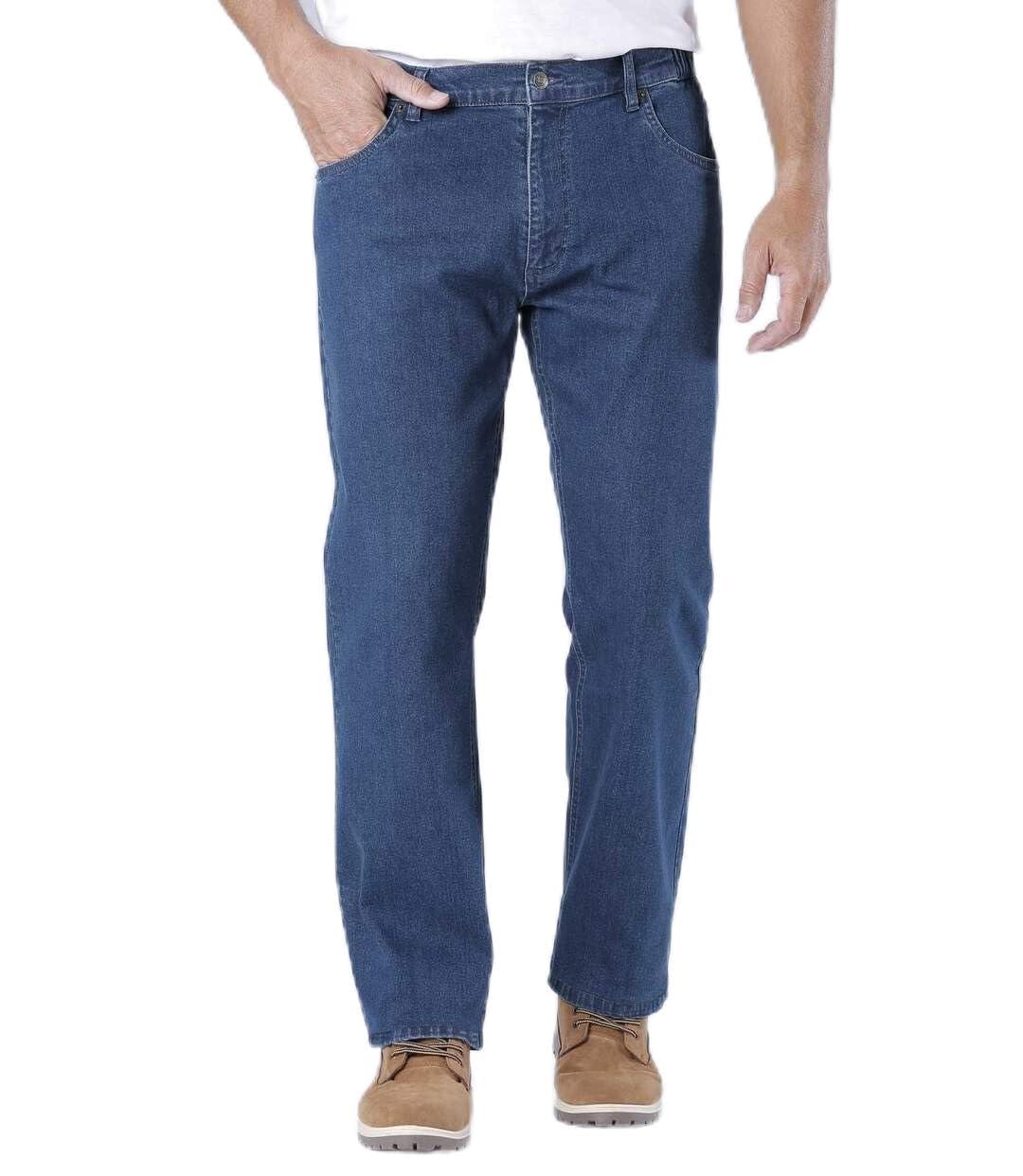 ATLAS FOR MEN - Jeans Homme Regular Stretch - Taille Semi-Elastiquée - Coupe Droite - Pantalon Homme - Disponible en Grandes Tailles