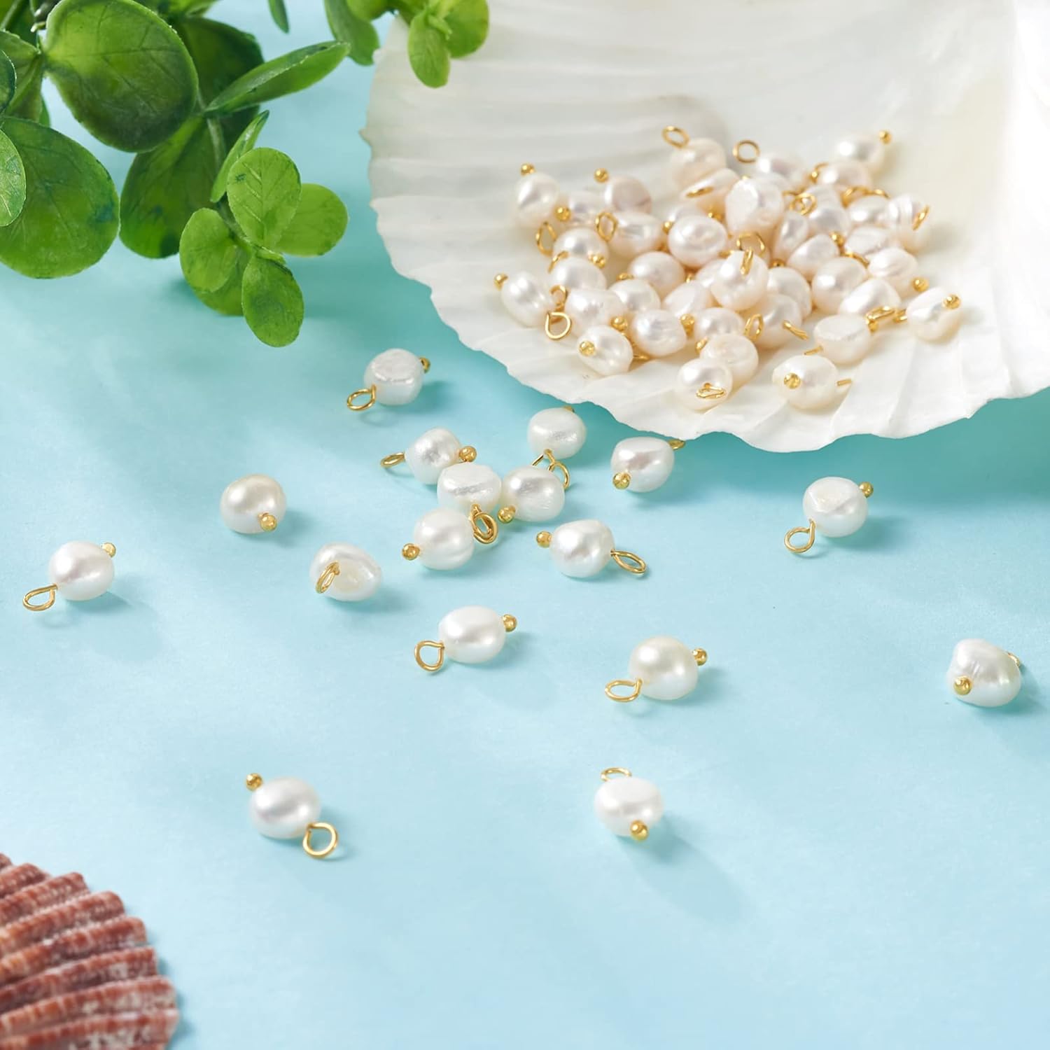 Freshwater Pearl Charms Natural Pearl Beads Beach Ocean Summer Earring Charms Bulk for Crafts DIY Necklace Jewelry Making Supplies