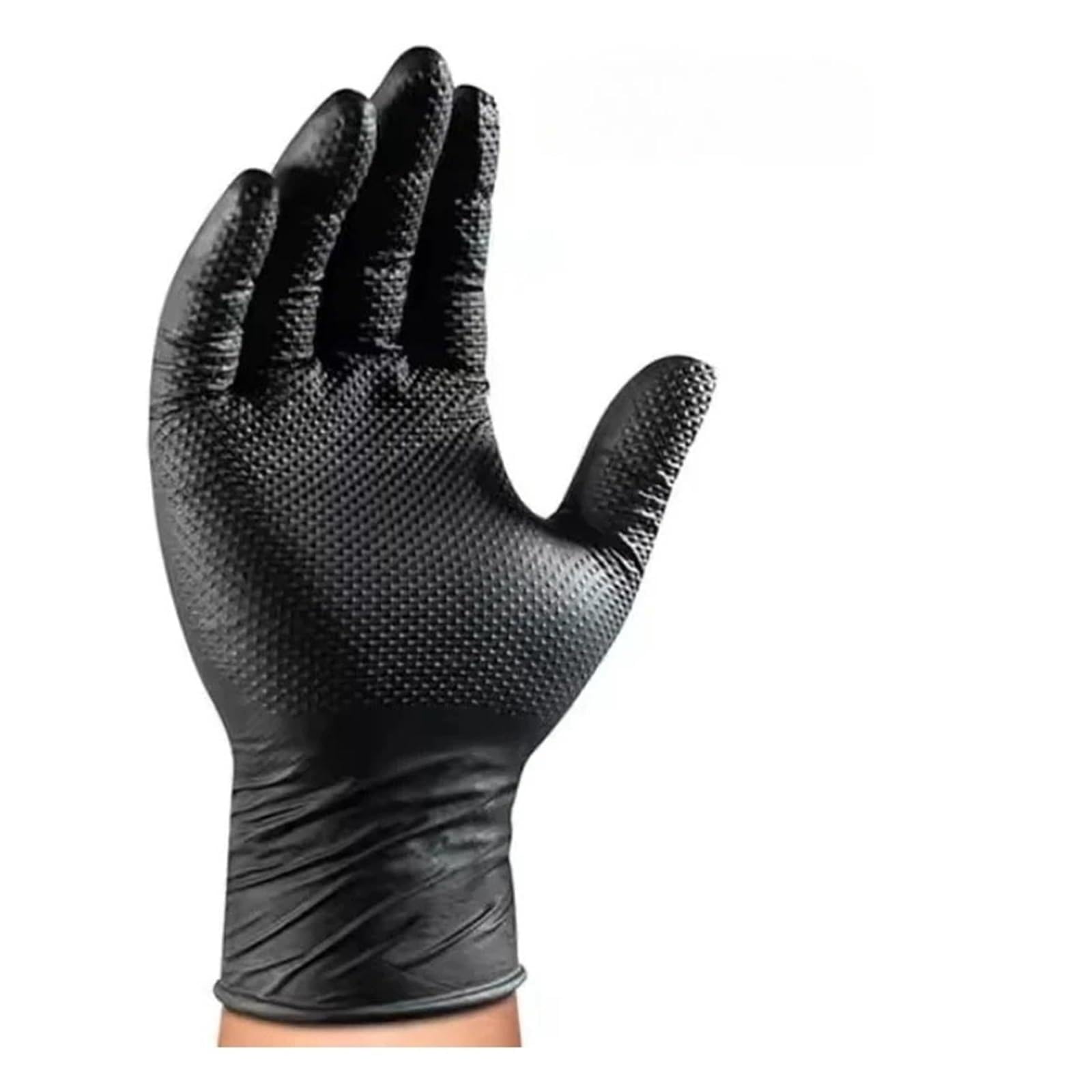 Guantes de nitrilo Negros, 8 mil industriales, con Agarre Texturizado, for Seguridad y Trabajo mecánicos(Black 100PCS,XL)