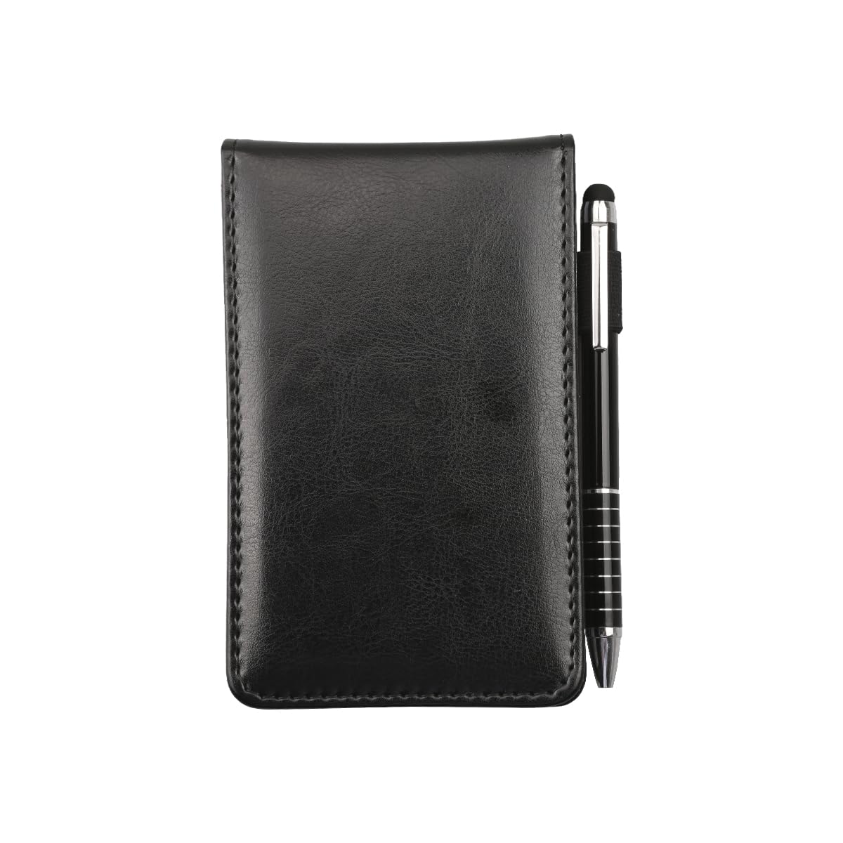Tabanzhe Leather Pocket Notebook A7 - Mini Portable Memo Notepad, Note Pad with 50 Refillable Pages and Metal Pen for Office, School, Travelling and Business Work.