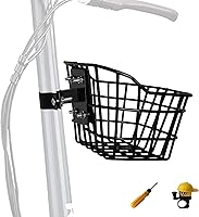 Roetelo Kids Bike Basket with Fixed Holder & Bell - Stable Rust-Resistant Front Basket for Bicycles, Scooters, Tricycles