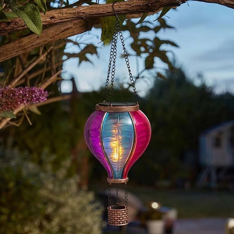 Garden Mile Solar Hot Air Balloon Hanging Lantern with Flickering Flame Effect (36cm Mini Solar Hot Air Balloon) — image 1