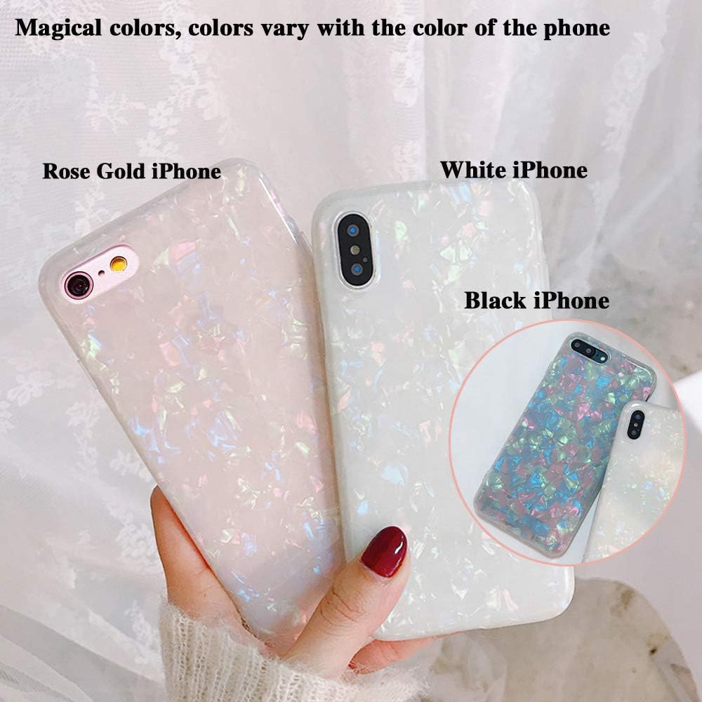 Dailylux Case for iPhone 8, iPhone 7, Glitter Pearly-Lustre Semi-Transparent Shell Protective Phone Case with Soft Back Cover for iPhone 7/8 4.7", Iridescent