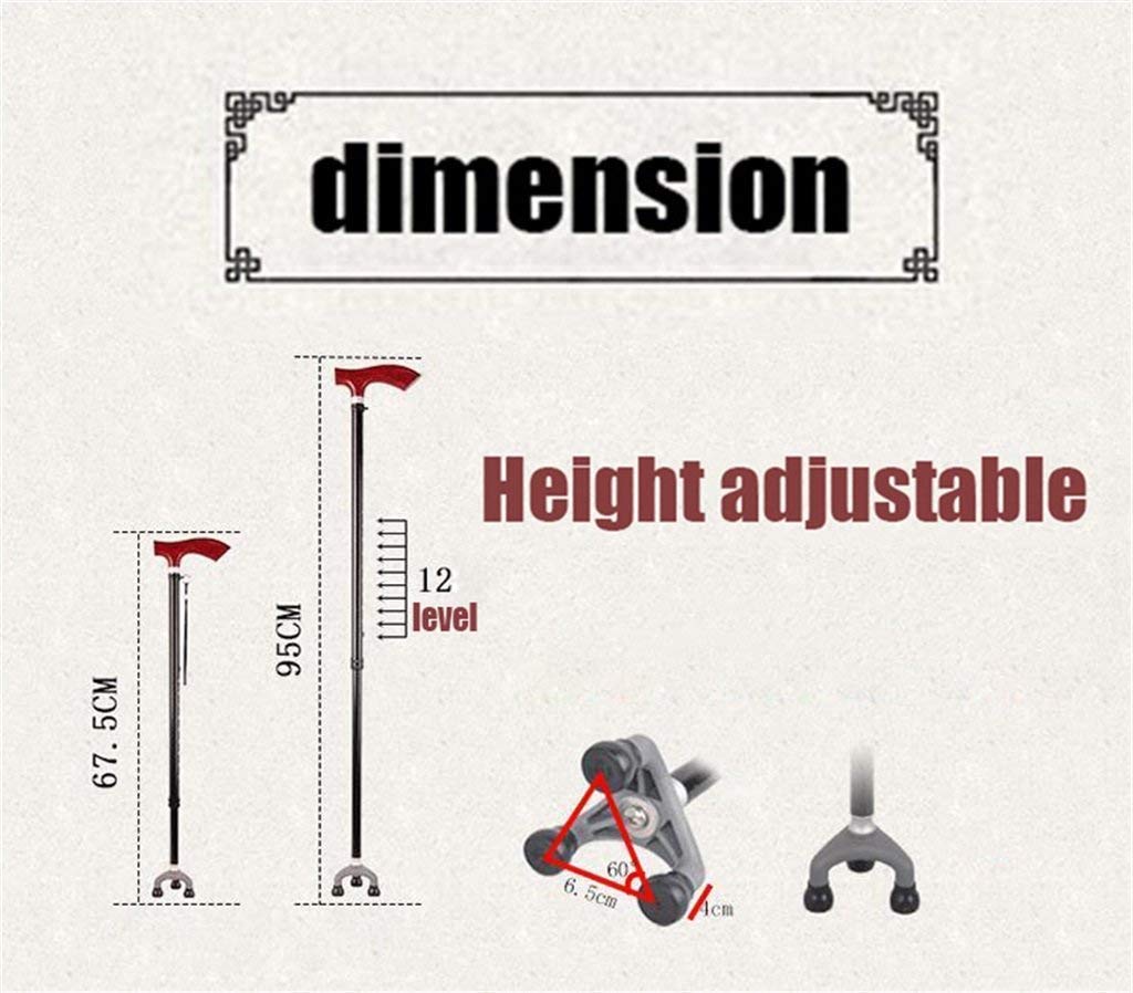 Bâton de Marche béquille pour Vieil Homme âgé télescopique Stable antidérapant léger Hauteur réglable avec 3 Pieds et Manche en Bois Noir Pratique