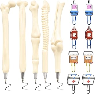 5 Bone Modeling Pens and 8 Paper Clips, Creative Modeling Pens, Novel and Funny Stationery, Cute Ballpoint Pens