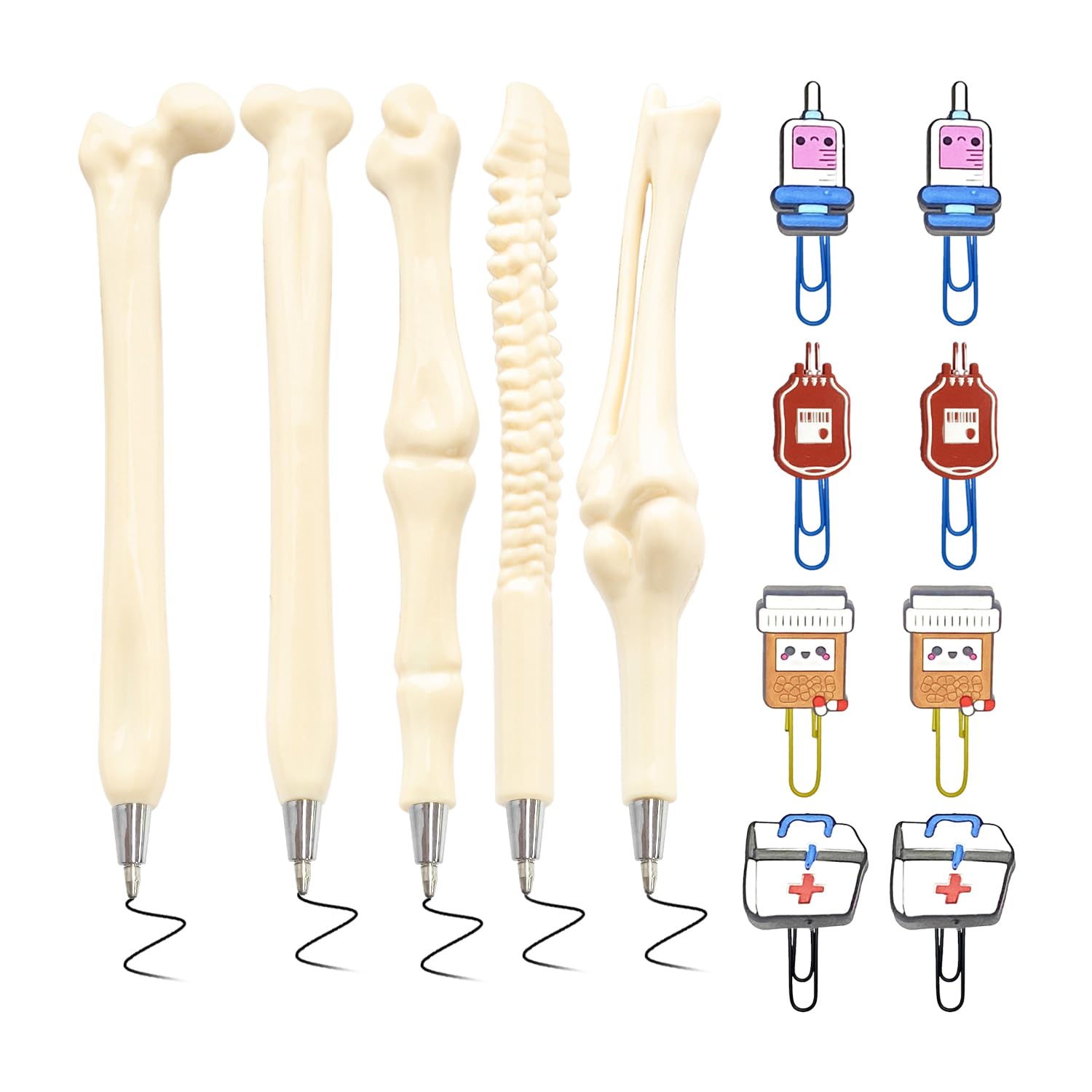 LSYYSL 5 Bone Modeling Pens And 8 Paper Clips, Creative Modeling Pens, Novel And Funny Stationery, Cute Ballpoint Pens