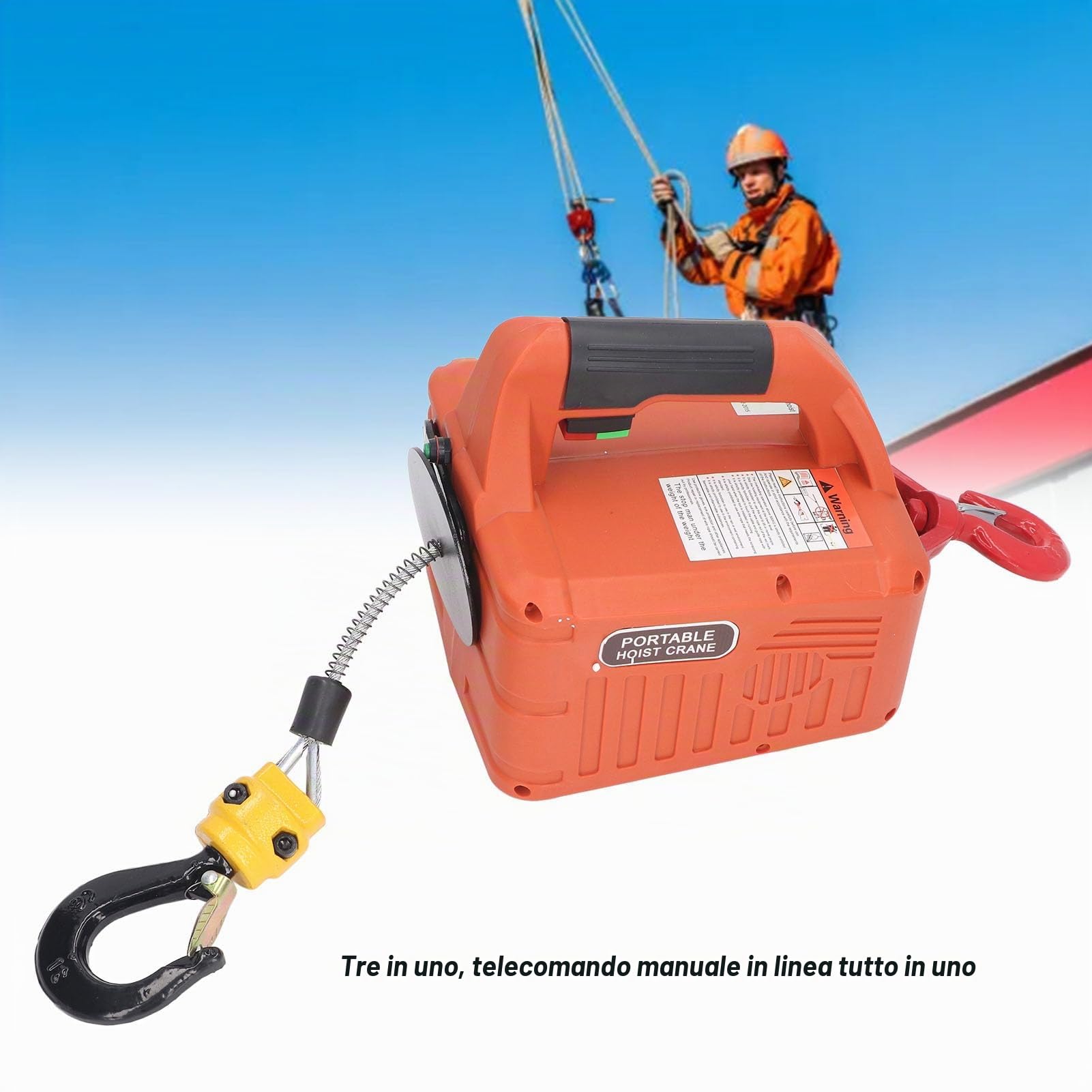 Paranco Elettrico 500KG, Gru di Sollevamento Verricello Elettrico Portatile 12V con Remoto Verricello di Recupero Cavo in Acciaio da 7,6 M per Barche Veicoli Leggeri Utilizzabile