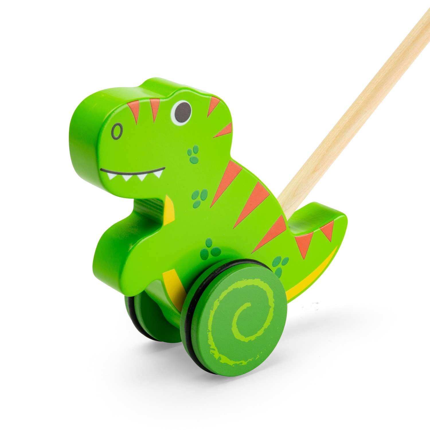 Bigjigs Toys Wooden T-Rex Push Along - Walking Toys for Babies and Toddlers