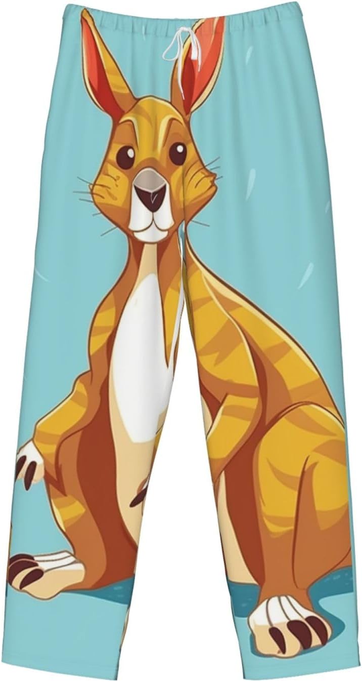 Men's Pajama Pants Ultra Soft Fleece PJ Lounge Bottoms Funny Cartoon Kangaroo Zoo Loungewear for Men Sleepwear Pjs 3X-Large