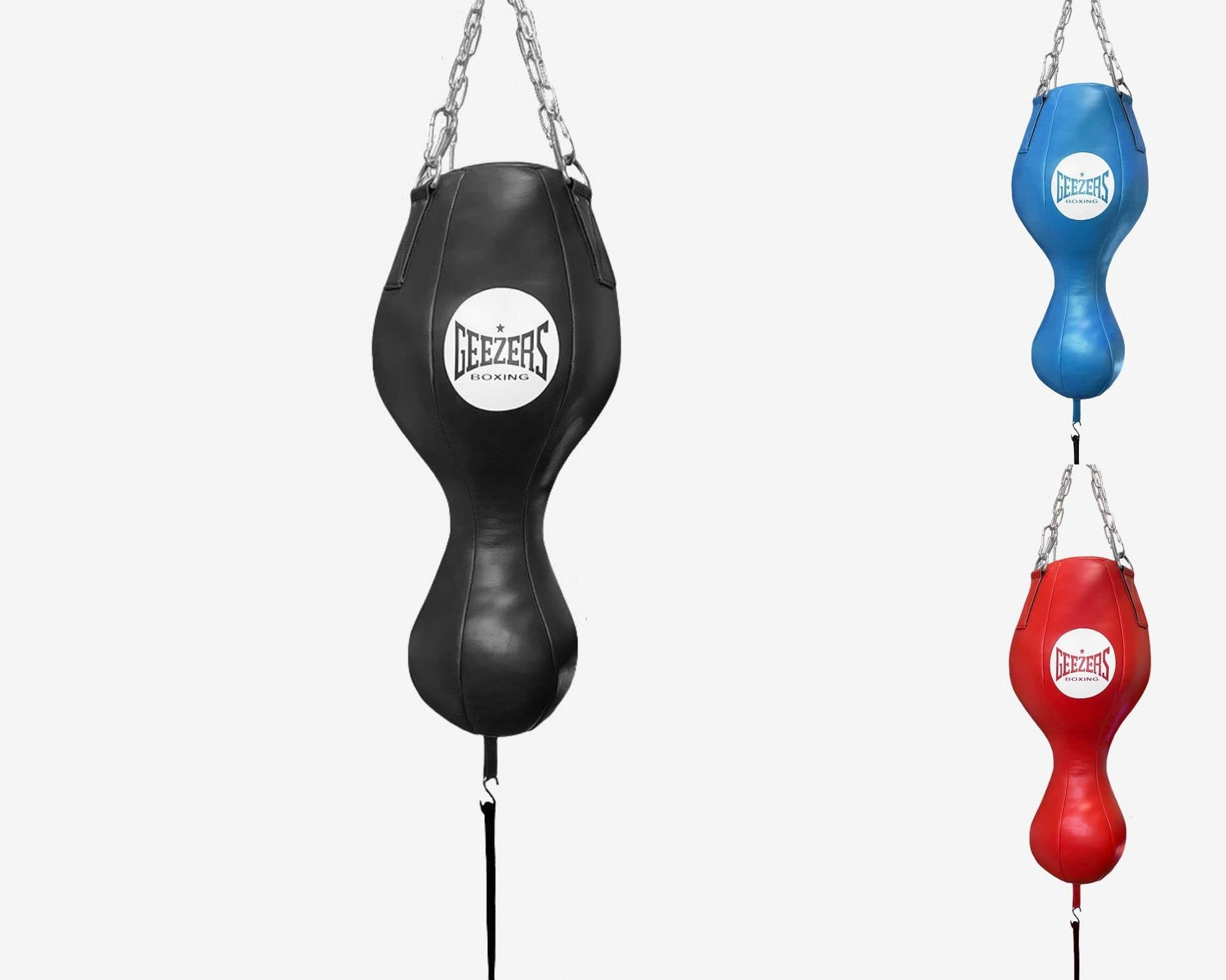 Geezers Boxing Elite Pro 3 in 1 Punch Bag, Premium leather Angle bag, 2.5ft Uppercut Punch bag, Floor to ceiling maize bag. (Black)