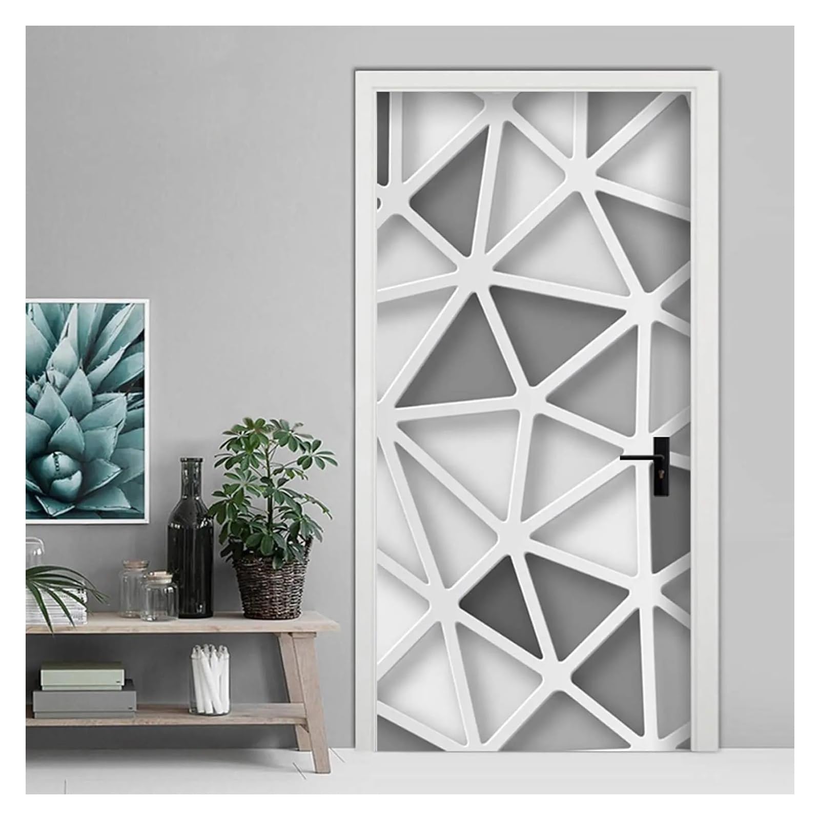 Autocollant mural de porte masquer les imperfections et agrandir une petite piece