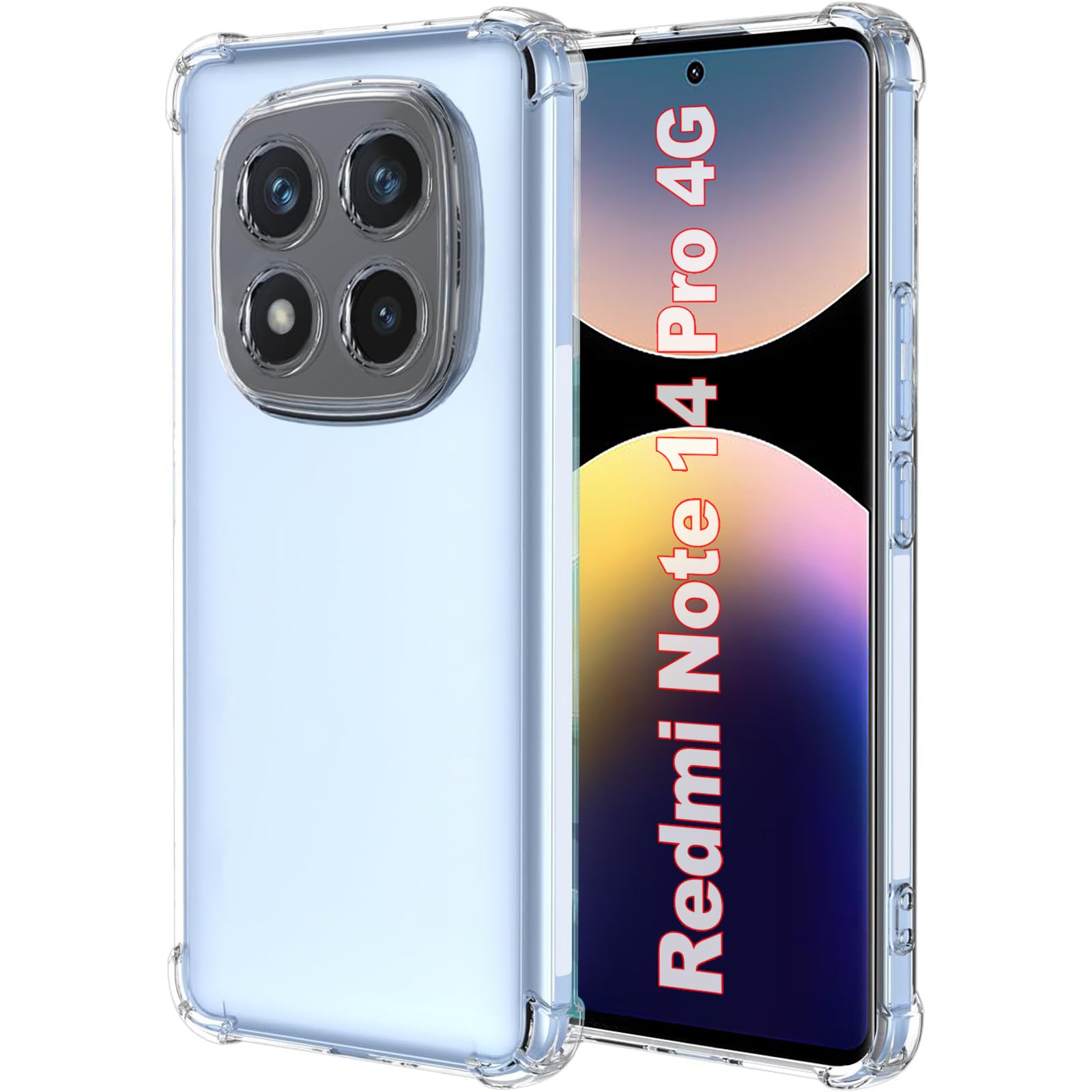 USTIYA Case for Xiaomi Redmi Note 14 Pro 4G (No for 5G) Clear TPU Four Corners Military-Grade Protection Cover Transparent Soft funda