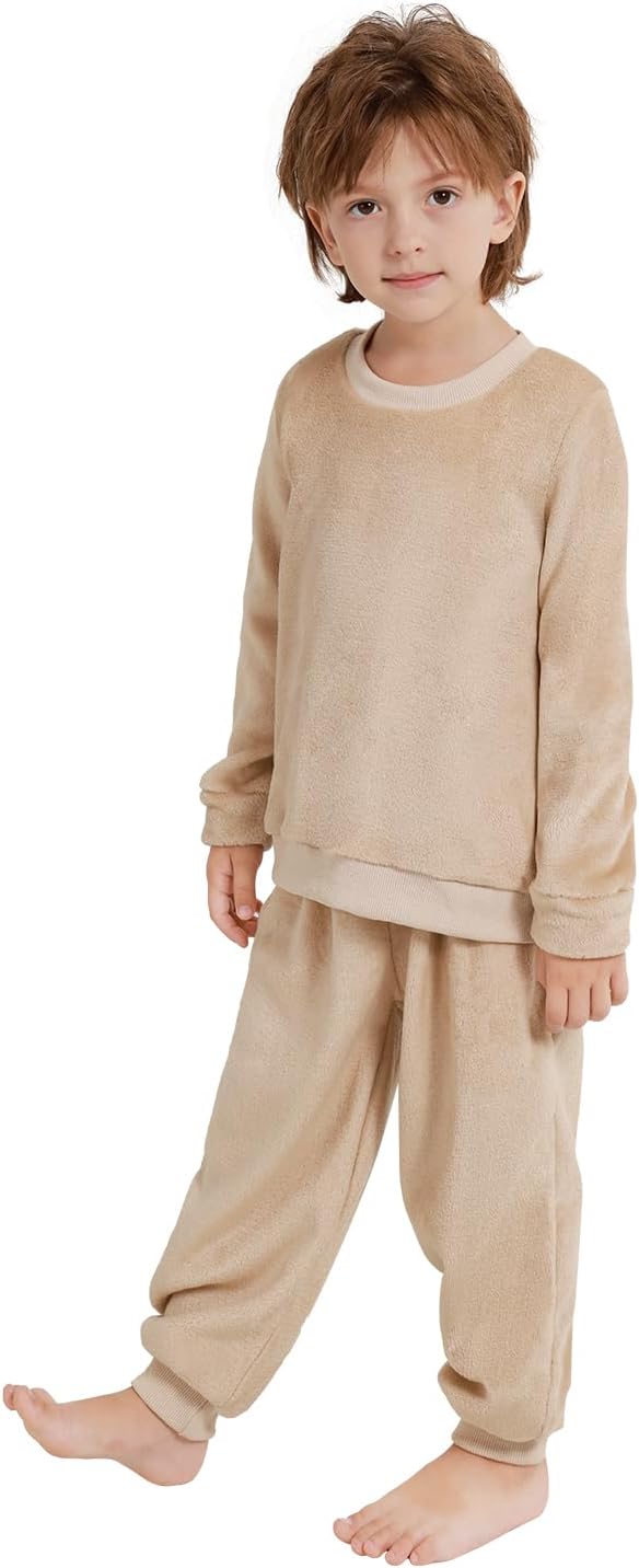 Weixinbuy Toddler Baby Boys Girls Pajamas Set Winter Warm Fall Outfits Set Fuzzy Fleece Pjs 2 Piece Lounge Set for Girls Boys