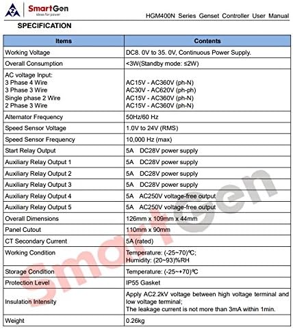 Miniatura 3 de SMARTGEN HGM420N Controlador de generador de arranque automático (AMF)