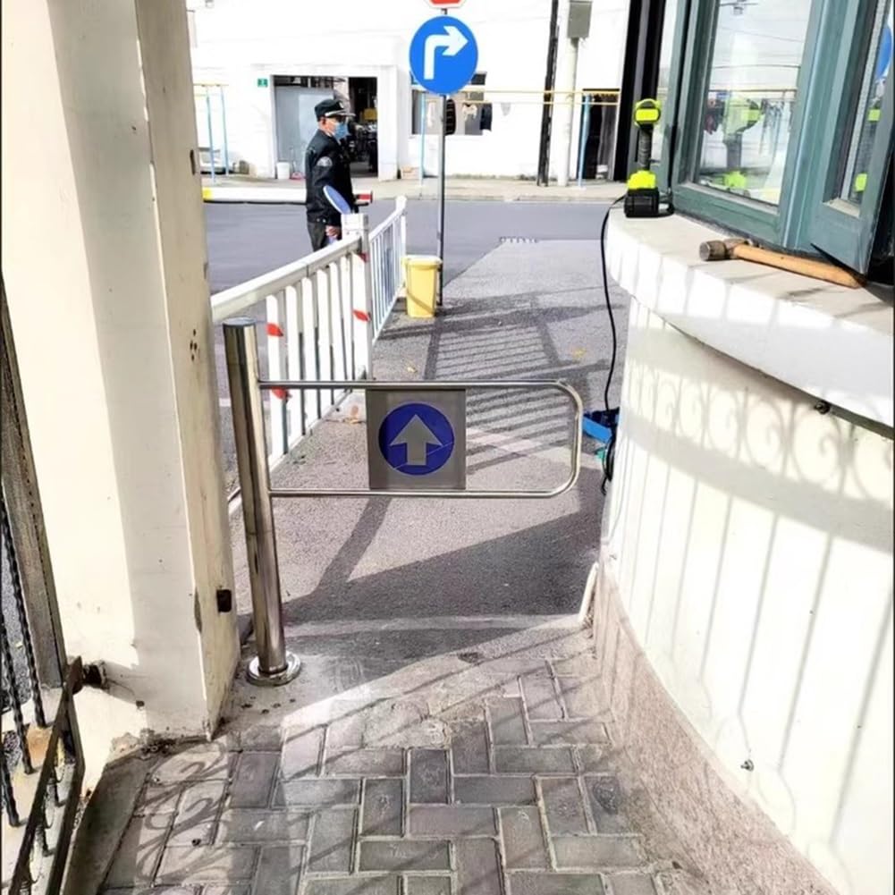 YJEUZCD Spring-Loaded Safety Swing Gate, Supermarket Entrance 1-Way Safety Door, Warehouse Pedestrian Automatic Closing Gate for Library Scenic Bar(Silver-L,100x97cm)