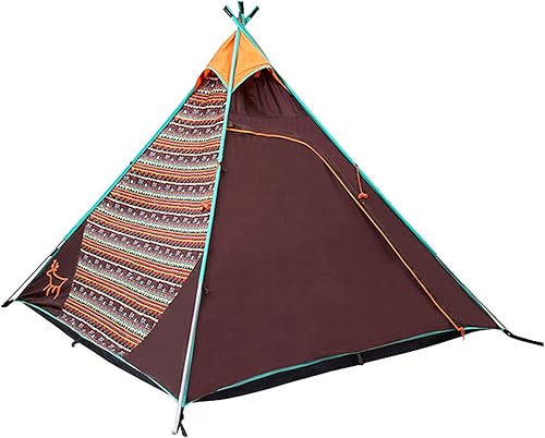 Pkfinrd Tipi - Tienda de campaña para 4 personas, perfecta para acampar para familiares y amigos, diseño impermeable de 4 estaciones con fácil