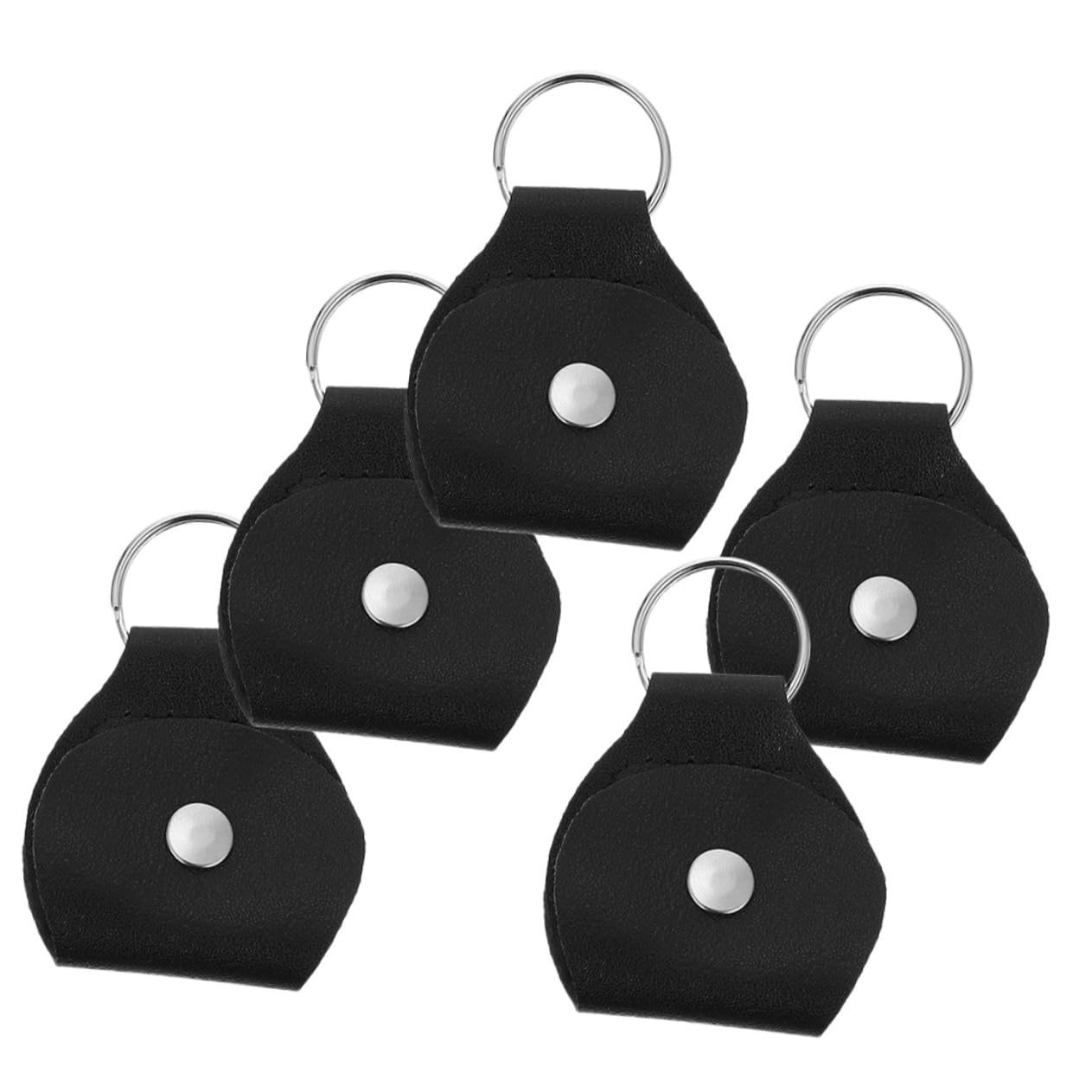 HANABASS 1set Portable Guitar Picks Bag Pu Leather Plectrum Holder Organizer with Key Ring Lightweight Storage Case for Guitar Picks 5pcs