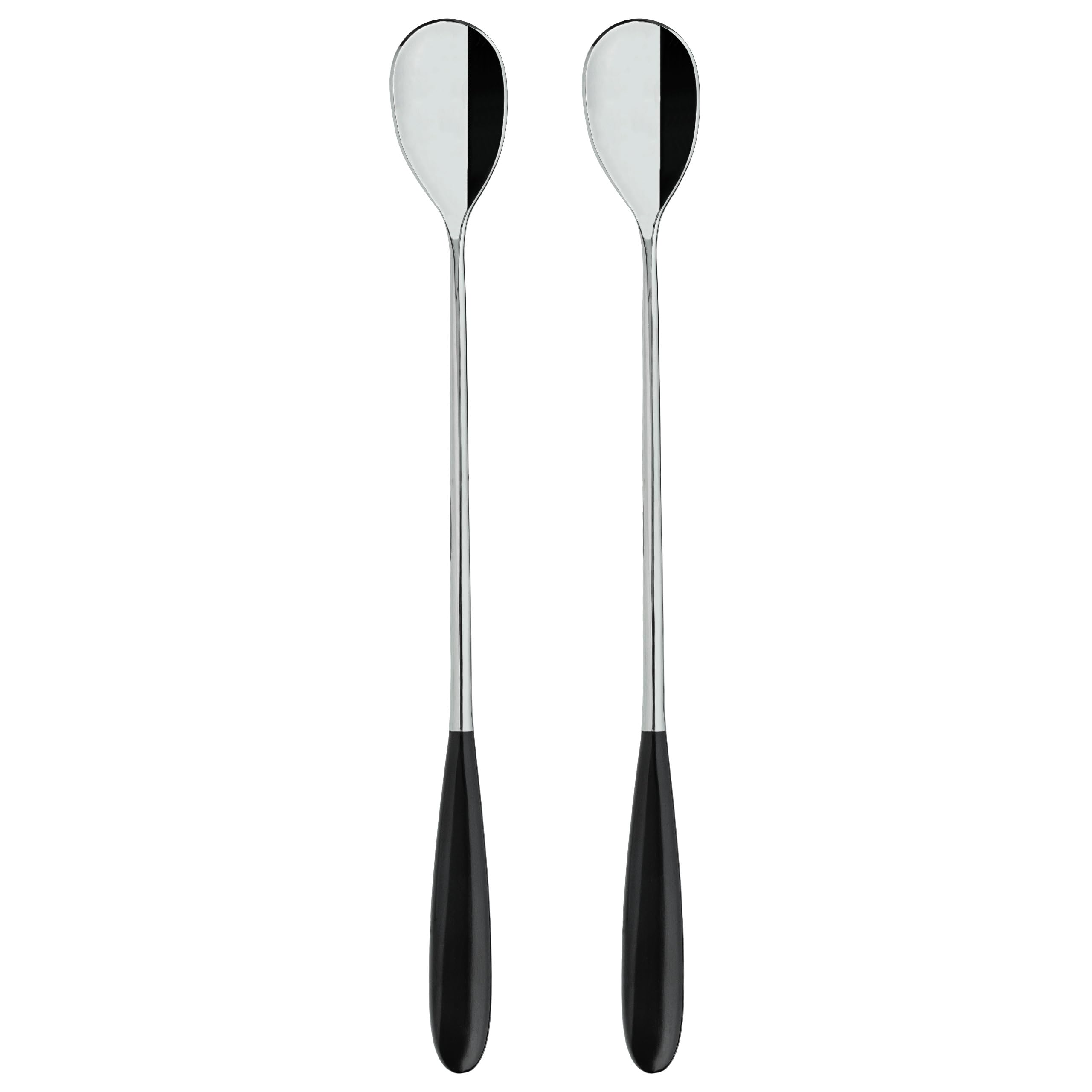 Yin & Yang Soda Spoons 2SOS650BK, 18/10 Stainless Steel, Set of 2, Black