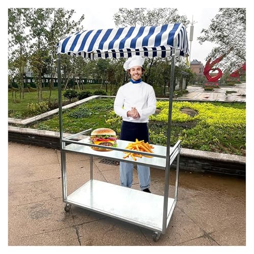 Genérico Carrito Plegable para Festivales, Carrito de Camping portátil, Carrito Plegable, Puesto de Comida portátil para Mercado con toldo, Carrito de fácil Montaje para mercados agrícolas y Festival