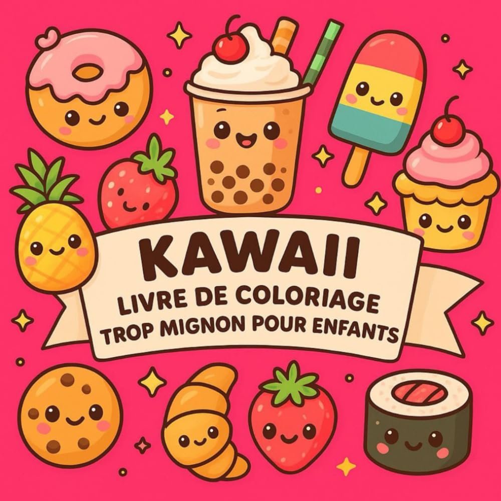Kawaii – Livre de Coloriage Trop Mignon pour Enfants: Dessins Simples en Style Kawaii