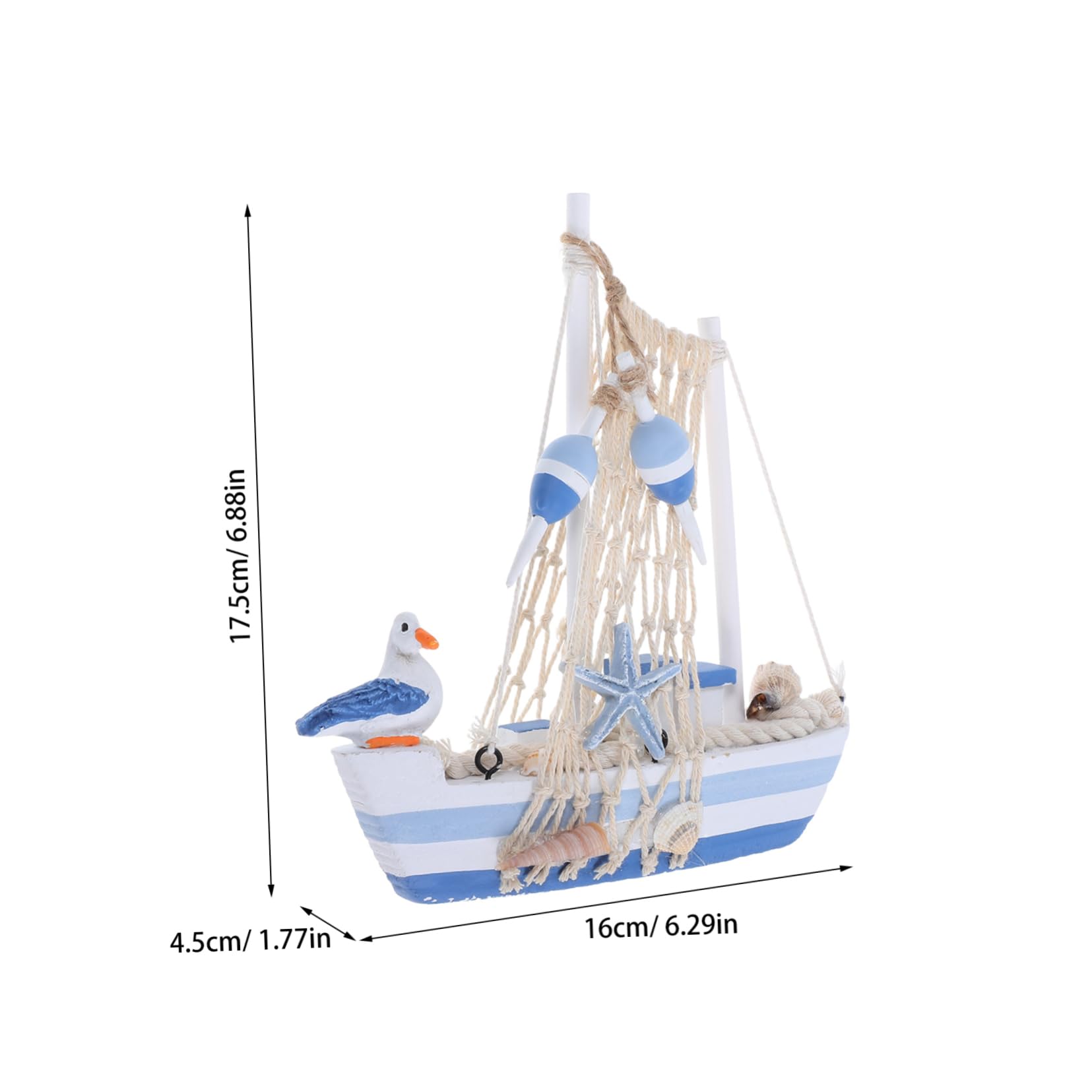 SOLUSTRE Mediterranean Wooden Sailboat Model Miniature Nautical Decor with Seabird Design for Desktop Decoration and Office Style Unique Wooden Boat Ornament