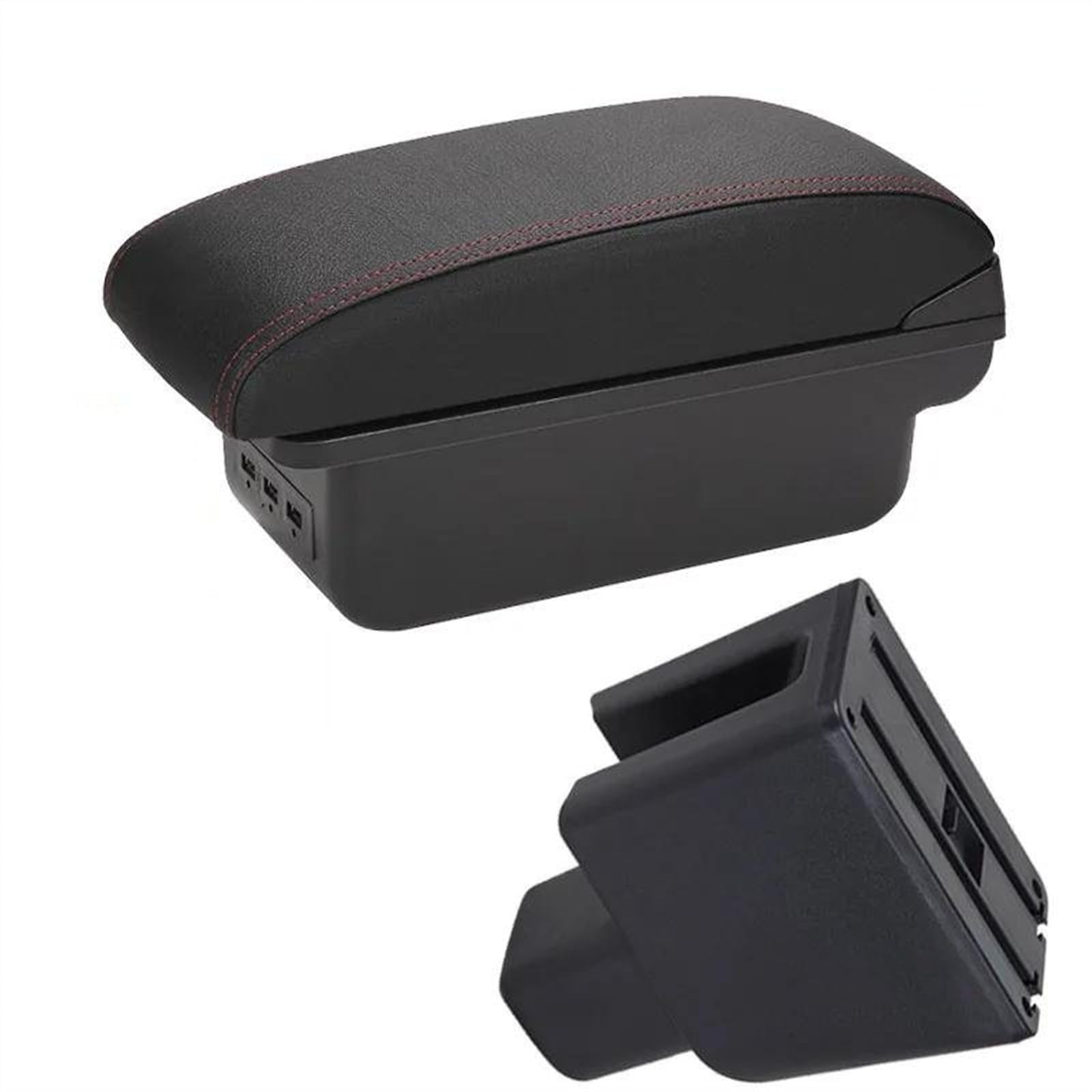 NMJLQW Storage Rack Car Modification Interior Accessories Car Seat Armrest Box Storage Box For BRV BR-V(B1 Black red 3USB)