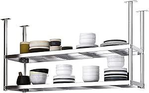 Amazon.com: Stainless Steel Industrial Hanging Pot Pan Rack Ceiling ...