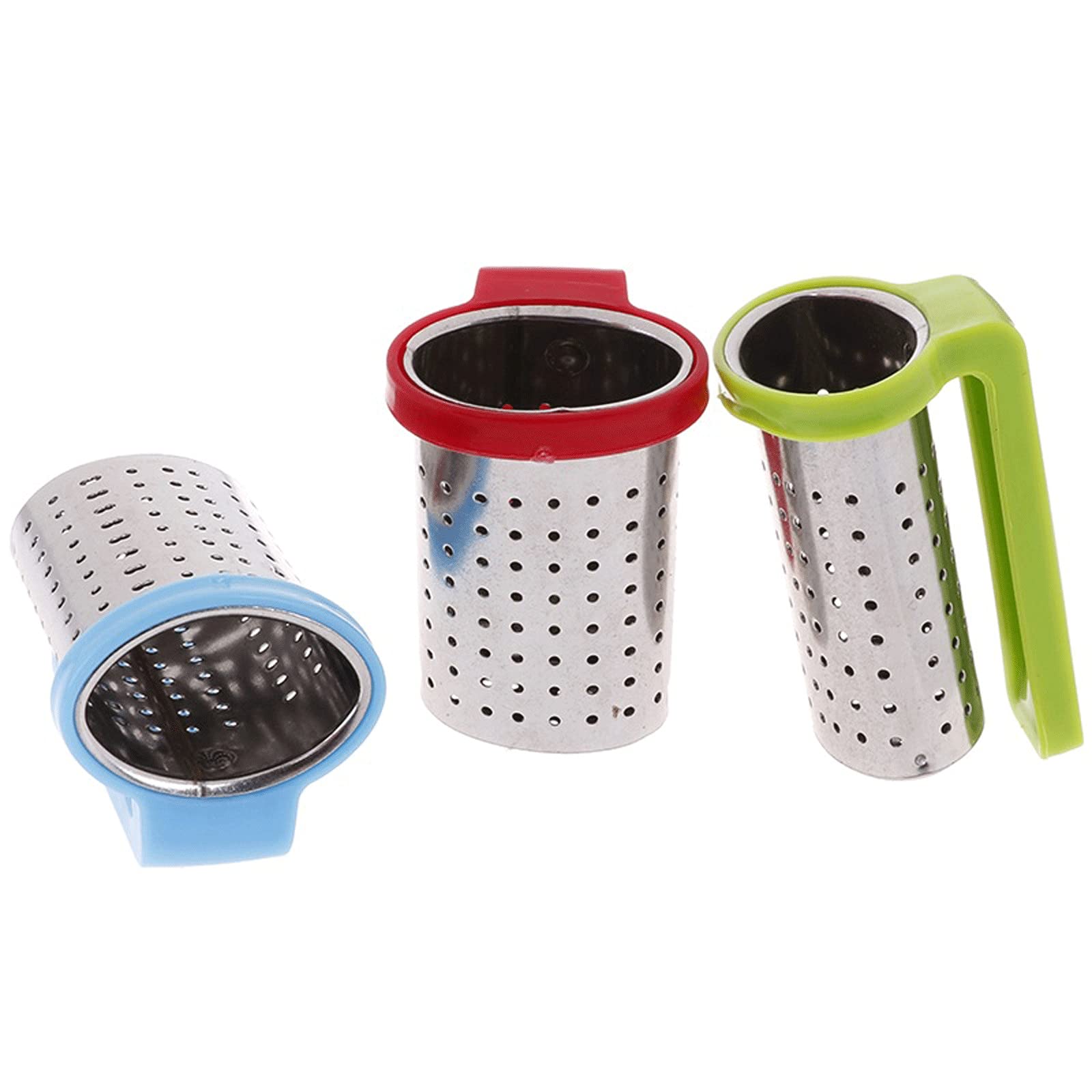 Colino da tè riutilizzabile, in acciaio inox, con manico, infusore per bustine di tè, infusore per uso domestico (rosso)